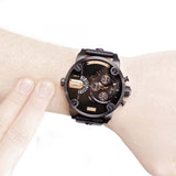 Buy Shop Diesel Little Daddy Chronograph Black Dial Black Leather Strap Watch For Men - DZ7291 USA Online
