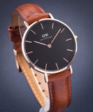 Buy Shop Daniel Wellington Petite St Mawes Black Dial Brown Leather Strap Watch For Women - DW00100169 USA Online