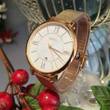 Buy Shop Fossil Jacqueline Mother of Pearl White Dial Gold Mesh Strap Watch for Women - ES4352 USA Online