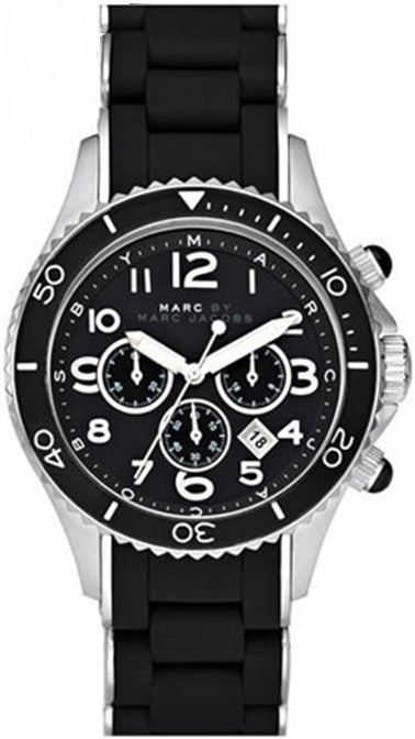 Buy Shop Marc Jacobs Rock Chronograph Black Dial Black Silicone Strap Watch for Women - MBM2551 USA Online