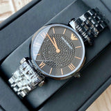 Buy Shop Emporio Armani Gianni T Bar All Black Diamond Dial Watch For Women - AR11245 USA Online