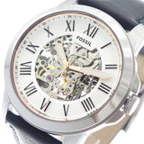 Buy Shop Fossil Grant Automatic Skeleton White Dial Black Leather Strap Watch for Men - ME3101 USA Online