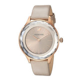 Swarovski Octea Nova Grey Dial Grey Leather Strap Watch for Women - 5295326