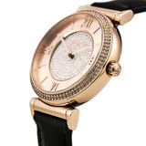 Buy Shop Michael Kors Catlin Rose Gold Crystal Dial Black Leather Strap Watch for Women - MK2376 USA Online