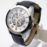 Buy Shop Fossil Grant Automatic Skeleton White Dial Black Leather Strap Watch for Men - ME3101 USA Online