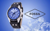 Buy Shop Fossil Coachman Chronograph Blue Dial Black Leather Strap Watch for Men - CH2564 USA Online