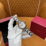 Buy Shop Cartier Ballon Bleu De Cartier Diamonds Silver Dial Silver Steel Strap Watch for Women - W4BB0022 USA Online
