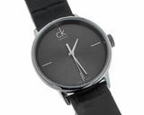 Calvin Klein Accent Black Dial Black Leather Strap Watch for Women  - K2Y2Y1C3