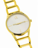 Buy Shop Calvin Klein Stately Silver Dial Gold Steel Strap Watch for Women - K3G23526 USA Online
