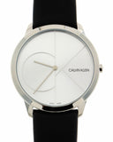 Buy Shop Calvin Klein Minimal Silver Dial Black Leather Strap Watch for Men - K3M211CY USA Online