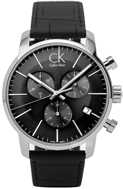 Buy Shop Calvin Klein City Chronograph Black Dial Black Leather Strap Watch for Men - K2G271C3 USA Online