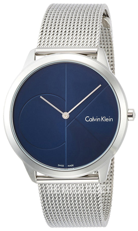Buy Shop Calvin Klein Minimal Blue Dial Silver Mesh Bracelet Watch for Men - K3M2112N USA Online