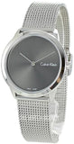 Buy Shop Calvin Klein Minimal Grey Dial Silver Mesh Bracelet Watch for Women - K3M221Y3 USA Online