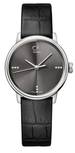 Buy Shop Calvin Klein Accent Black Dial Black Leather Strap Watch for Men - K2Y2X1CU USA Online