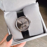 Buy Shop Calvin Klein Accent Black Dial Black Leather Strap Watch for Women - K2Y231C3 USA Online
