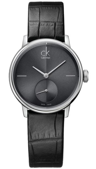 Buy Shop Calvin Klein Accent Black Dial Black Leather Strap Watch for Women - K2Y2Y1C3 USA Online