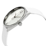 Calvin Klein Accent Silver Dial White Leather Strap Watch for Men - K2Y2X1KW