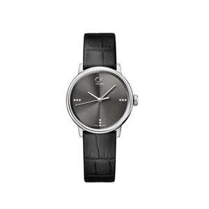 Buy Shop Calvin Klein Grey Dial Black Leather Strap Watch for Women - K2Y2Y1CU USA Online