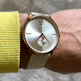 Buy Shop Calvin Klein Accent Silver Dial White Leather Strap Watch for Women - K2Y211K6 USA Online