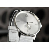 Buy Shop Calvin Klein Accent Silver Dial White Leather Strap Watch for Women - K2Y211K6 USA Online