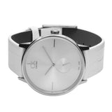 Buy Shop Calvin Klein Accent Silver Dial White Leather Strap Watch for Women - K2Y211K6 USA Online