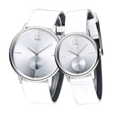 Buy Shop Calvin Klein Accent Silver Dial White Leather Strap Watch for Women - K2Y211K6 USA Online