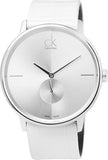 Buy Shop Calvin Klein Accent Silver Dial White Leather Strap Watch for Women - K2Y211K6 USA Online
