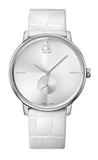 Buy Shop Calvin Klein Accent Silver Dial White Leather Strap Watch for Women - K2Y211K6 USA Online