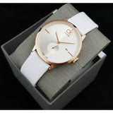 Buy Shop Calvin Klein Accent Silver Dial White Leather Strap Watch for Women - K2Y216K6 USA Online