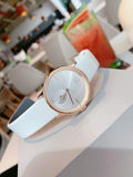 Buy Shop Calvin Klein Accent Silver Dial White Leather Strap Watch for Women - K2Y216K6 USA Online