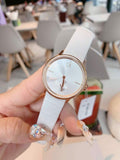 Buy Shop Calvin Klein Accent Silver Dial White Leather Strap Watch for Women - K2Y216K6 USA Online