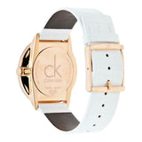 Buy Shop Calvin Klein Accent Silver Dial White Leather Strap Watch for Women - K2Y216K6 USA Online