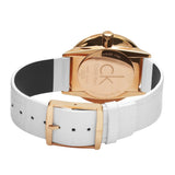 Buy Shop Calvin Klein Accent Silver Dial White Leather Strap Watch for Women - K2Y216K6 USA Online