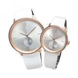 Buy Shop Calvin Klein Accent Silver Dial White Leather Strap Watch for Women - K2Y216K6 USA Online