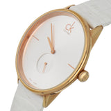 Buy Shop Calvin Klein Accent Silver Dial White Leather Strap Watch for Women - K2Y216K6 USA Online