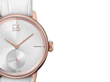 Buy Shop Calvin Klein Accent Silver Dial White Leather Strap Watch for Women - K2Y216K6 USA Online