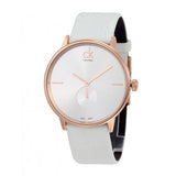 Buy Shop Calvin Klein Accent Silver Dial White Leather Strap Watch for Women - K2Y216K6 USA Online