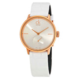 Buy Shop Calvin Klein Accent Silver Dial White Leather Strap Watch for Women - K2Y216K6 USA Online
