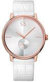 Buy Shop Calvin Klein Accent Silver Dial White Leather Strap Watch for Women - K2Y216K6 USA Online
