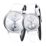 Buy Shop Calvin Klein Accent Silver Dial White Leather Strap Watch for Women - K2Y231K6 USA Online
