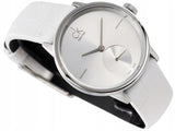 Buy Shop Calvin Klein Accent Silver Dial White Leather Strap Watch for Women - K2Y231K6 USA Online