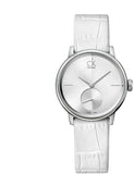 Buy Shop Calvin Klein Accent Silver Dial White Leather Strap Watch for Women - K2Y231K6 USA Online
