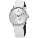 Buy Shop Calvin Klein Accent Silver Dial White Leather Strap Watch for Women - K2Y231K6 USA Online