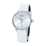 Buy Shop Calvin Klein Accent Silver Dial White Leather Strap Watch for Women - K2Y231K6 USA Online
