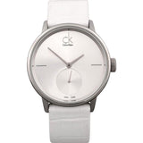 Buy Shop Calvin Klein Accent Silver Dial White Leather Strap Watch for Women - K2Y231K6 USA Online