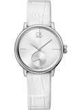Buy Shop Calvin Klein Accent Silver Dial White Leather Strap Watch for Women - K2Y231K6 USA Online