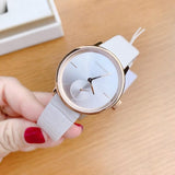Buy Shop Calvin Klein Accent Silver Dial White Leather Strap Watch for Women - K2Y236K6 USA Online