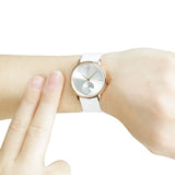 Buy Shop Calvin Klein Accent Silver Dial White Leather Strap Watch for Women - K2Y236K6 USA Online