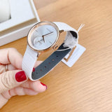 Buy Shop Calvin Klein Accent Silver Dial White Leather Strap Watch for Women - K2Y236K6 USA Online