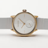 Buy Shop Calvin Klein Accent Silver Dial White Leather Strap Watch for Women - K2Y236K6 USA Online